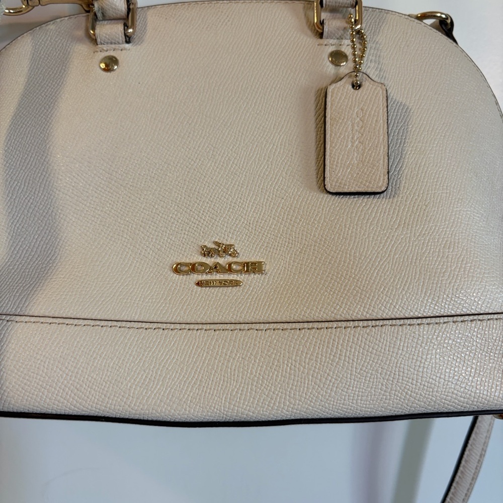 🌲 Coach Sierra Satchel Crossbody bag In Ivory Crossgrain Leather - Picture 5 of 12